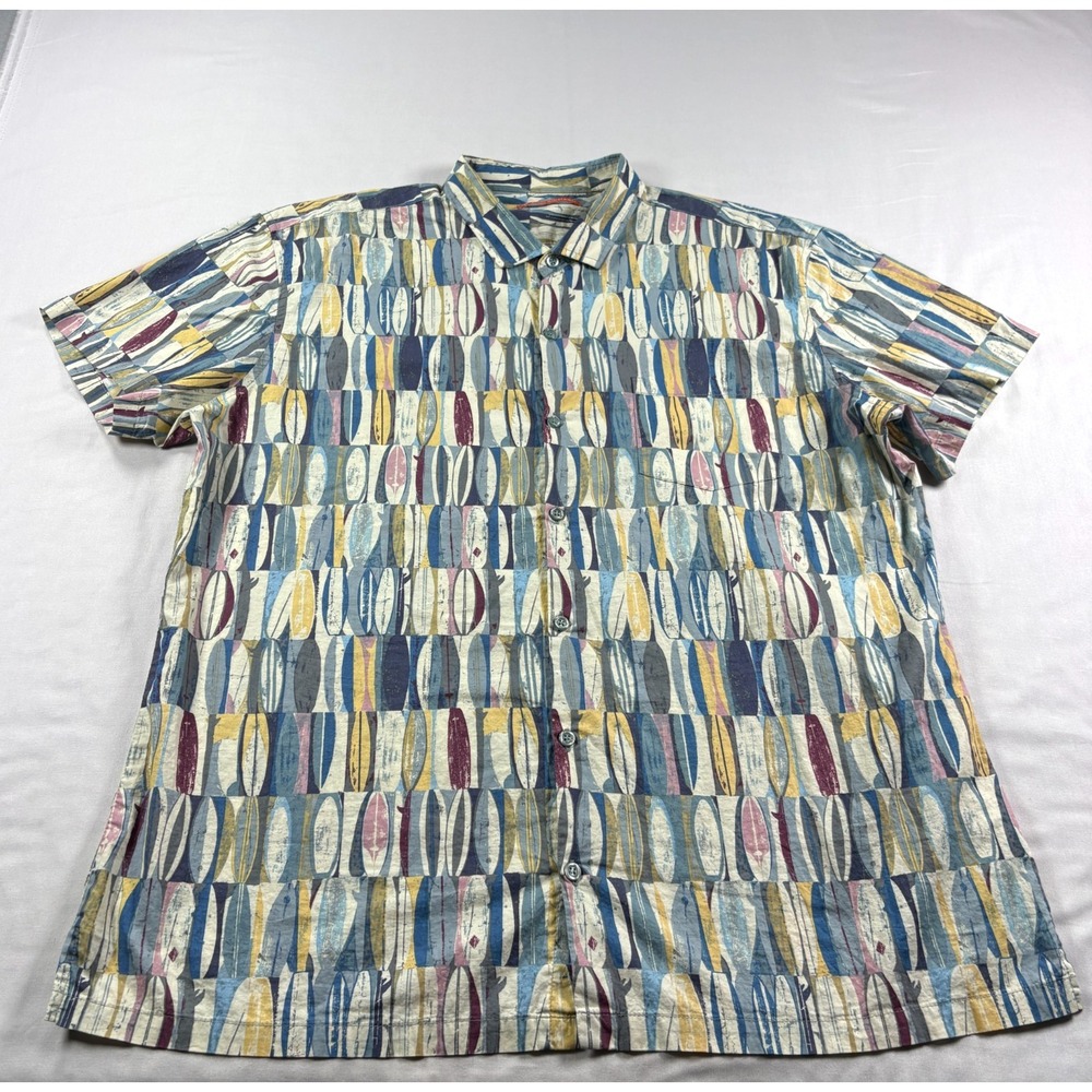 Tori Richard Shirt Mens XL Surf Board Print Button Up Casual Camp